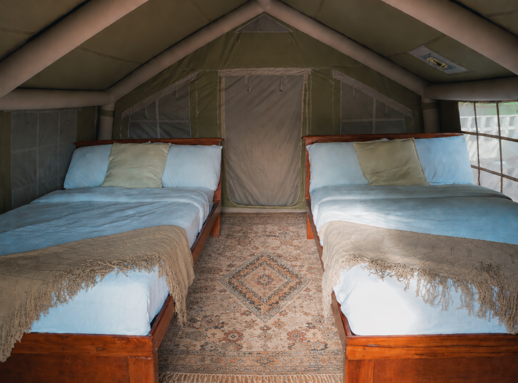 Air-conditioned interior of the tent suite
